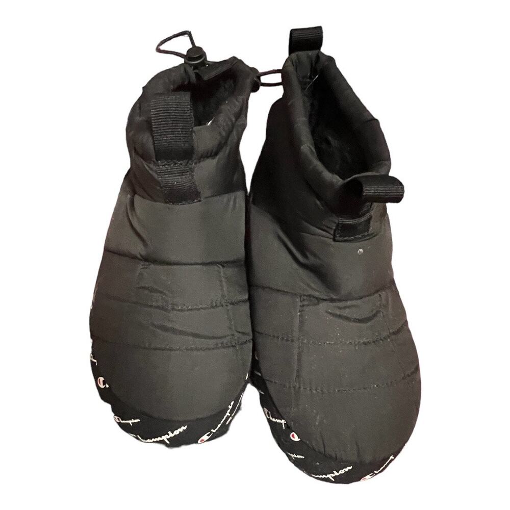 Champion Rally Script Slip On Booties Womens 8 Black Puff Winter Sneaker Boots